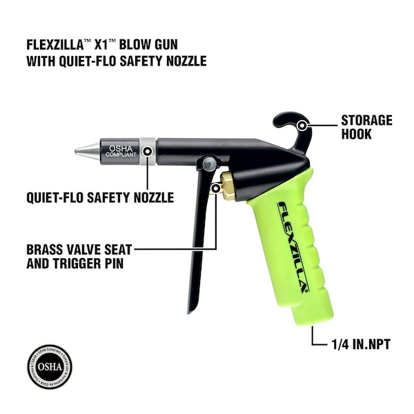X1 Blow Gun With Quiet-Flo Safety Nozzle